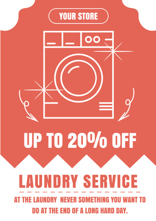 Oferecer descontos no serviço de lavanderia em vermelho Poster Modelo de Design