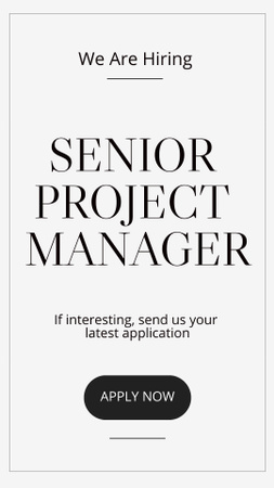 Plantilla de diseño de Senior Project Manager Vacancy Ad Instagram Story 