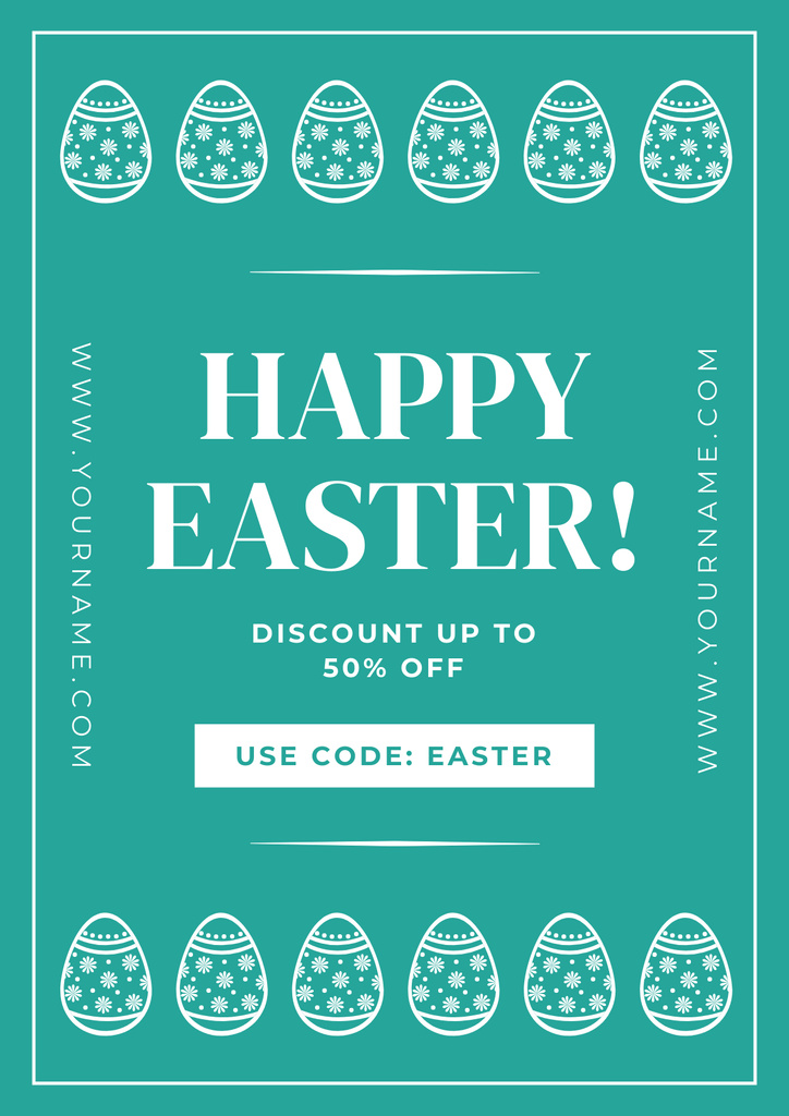 Traditional Easter Eggs on Blue for Easter Sale Poster Design Template