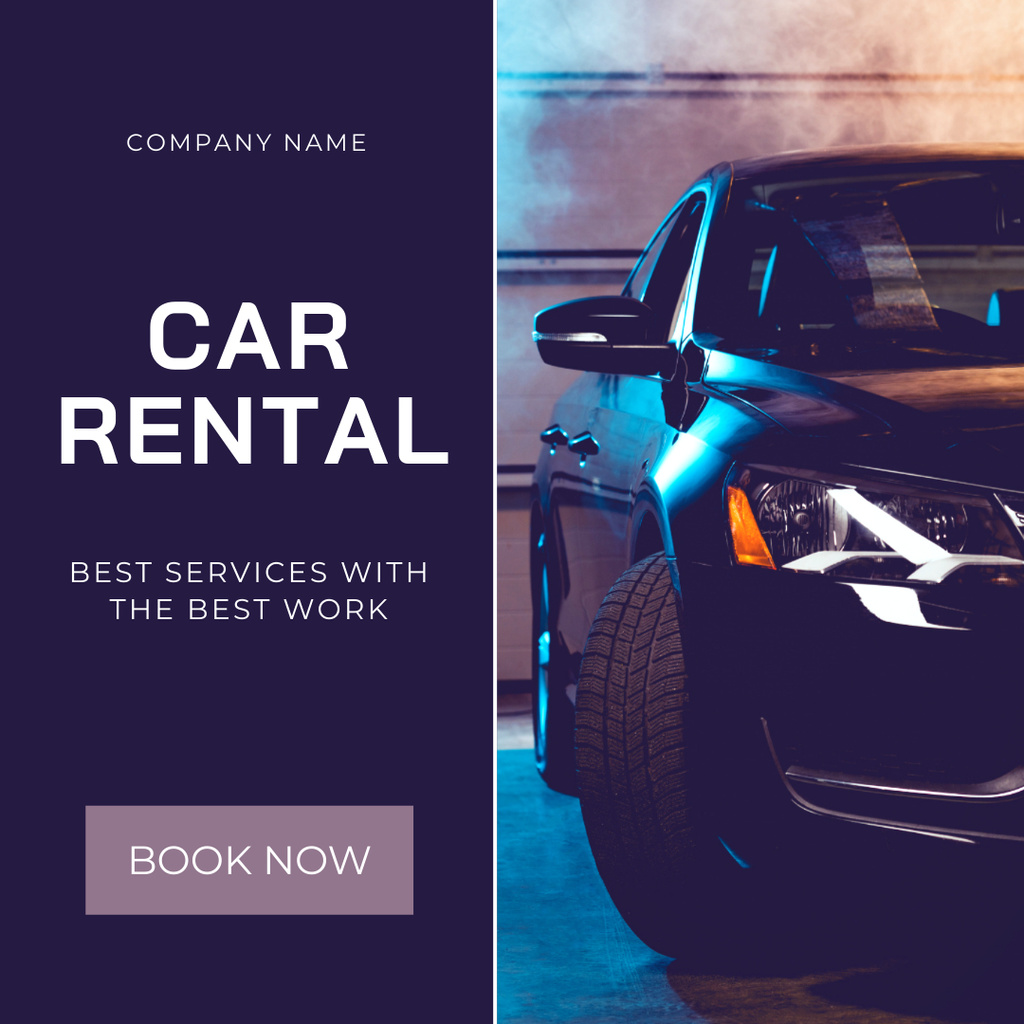 Ontwerpsjabloon van Instagram van Car Rental Best Services with Best Work