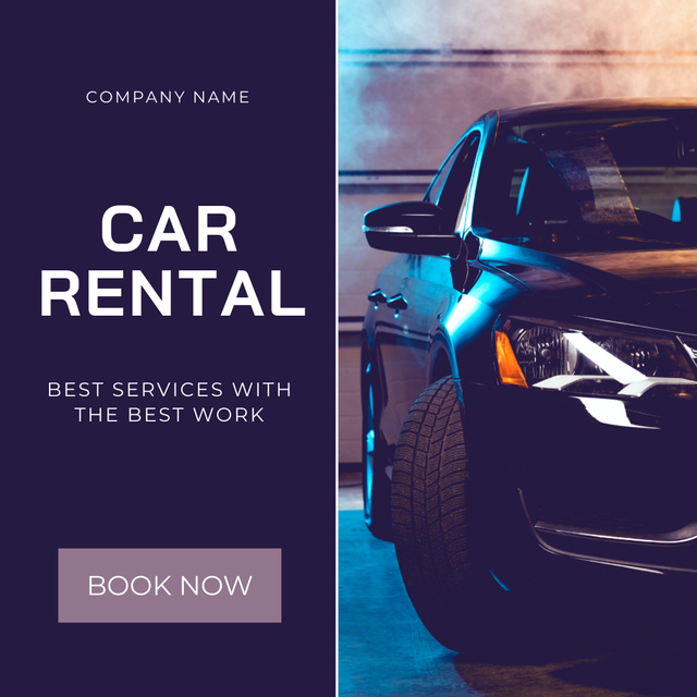 Designvorlage Car Rental Best Services with Best Work für Instagram