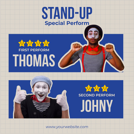 Special Comedy Performance Ad with Mimes Instagram Design Template