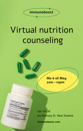 Nutritional Supplements Offer Ad in Green Invitation 4.6x7.2in Design Template