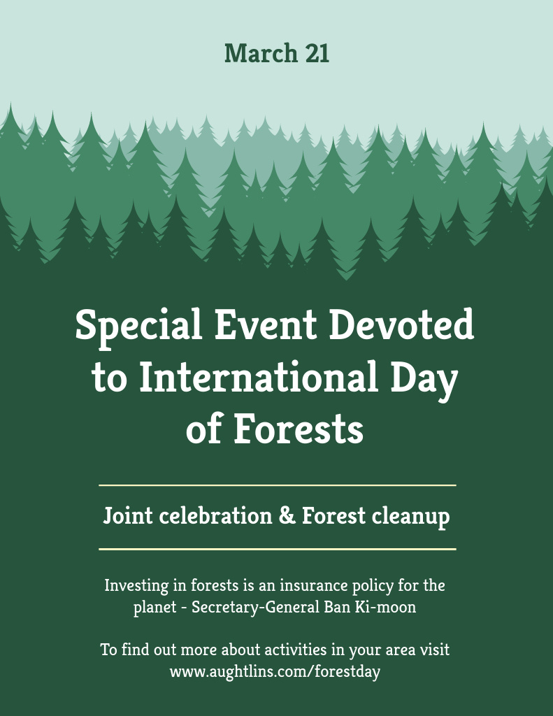 Ontwerpsjabloon van Flyer 8.5x11in van Announcement of International Day of Forests