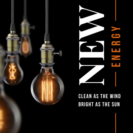 Bulbs with warm light Instagram Design Template