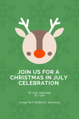 July Christmas Celebration Announcement  with Cute Deer