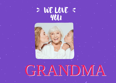 Cute Love Phrase For Grandma With Grandchildren Card Design Template