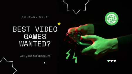 Discount For Video Games In Neon Light Full HD video Design Template