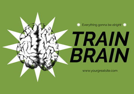 Funny Inspiration with Illustration of Human Brain Poster B2 Horizontal Design Template