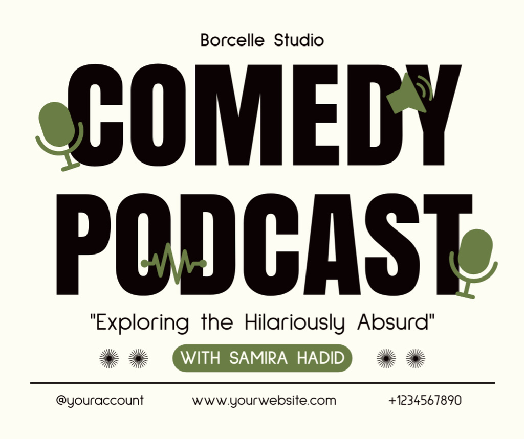 Ontwerpsjabloon van Facebook van Minimalist Promo for Comedy Podcast