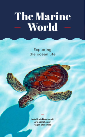 Wild Sea Turtle Swimming in Blue Book Cover tervezősablon