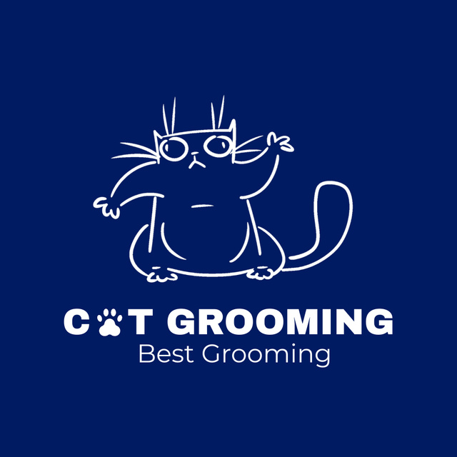 Best Cat's Grooming Services Animated Logoデザインテンプレート