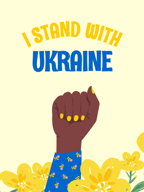 Black Woman is standing with Ukraine Poster US Πρότυπο σχεδίασης