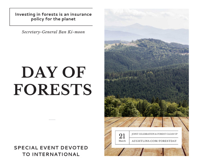 International Day of Forests Event Scenic Mountains Facebook Modelo de Design