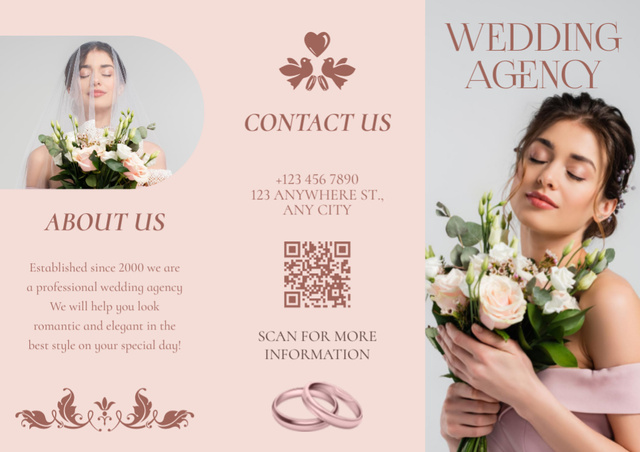 Wedding Agency Service Offer with Beautiful Bride Brochure Design Template
