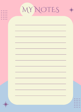 Daily Notes with Pink Pastel Frame Notepad 4x5.5in Design Template