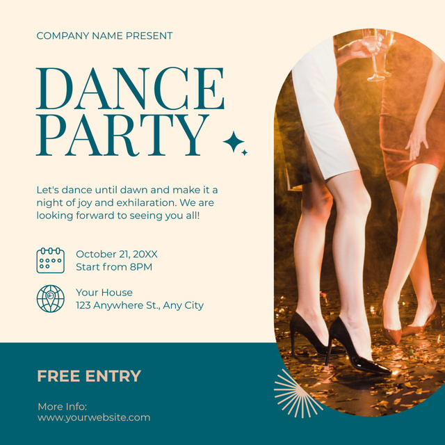 Dance Party Ad with Women in Disco Outfits Instagram Design Template