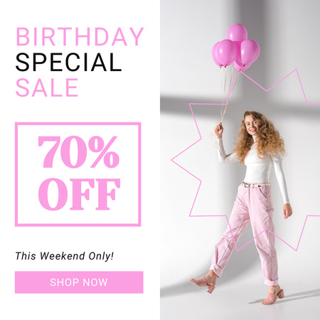 Ontwerpsjabloon van Instagram van Special Birthday Sale Announcement