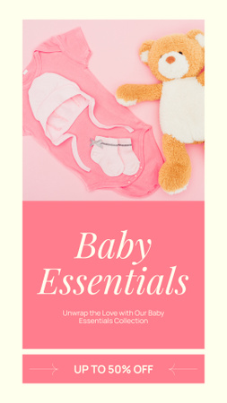 Знижка на товари Cute Baby Essentials Instagram Video Story – шаблон для дизайну