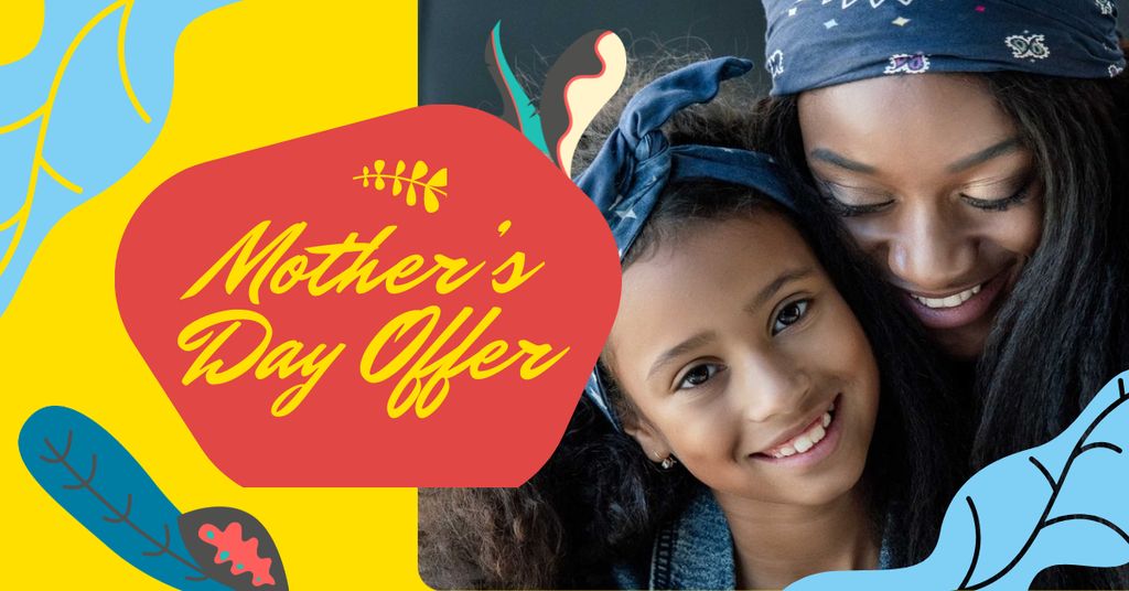 Szablon projektu Mother's Day Offer with Mother hugging Child Facebook AD