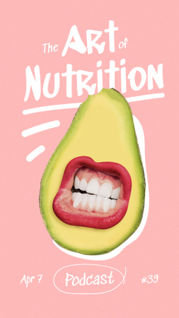 Modèle de visuel Podcast Topic Announcement with Funny Avocado with Mouth - Instagram Story