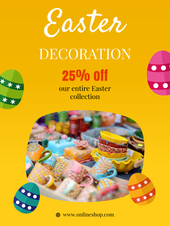 Easter Holiday Sale Announcement with Discount Poster US Design Template