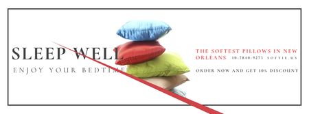 Ontwerpsjabloon van Facebook cover van Textile Ad with Pillows stack