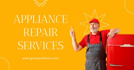 Appliance Repair Services Offer on Yellow Facebook AD Design Template