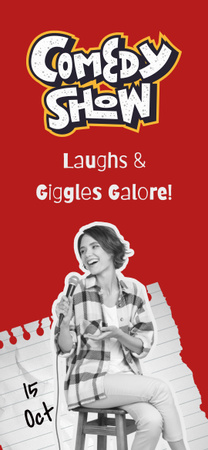 Designvorlage Stand-up-Comedy-Show-Werbung mit Frau mit Mikrofon für Snapchat Geofilter