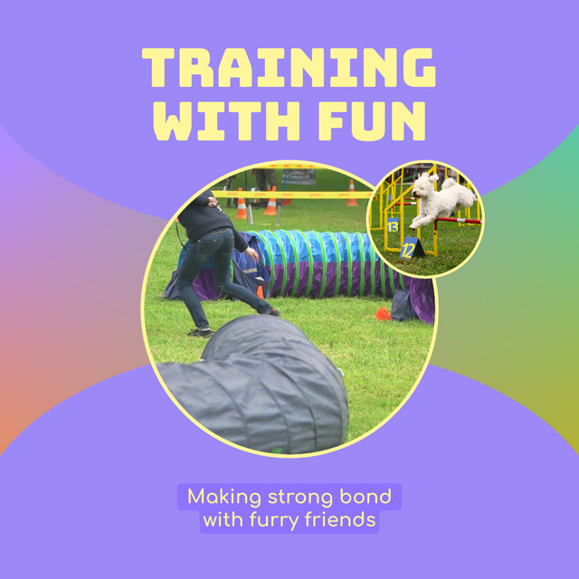 Designvorlage Fun Training With Furry Companion für Animated Post
