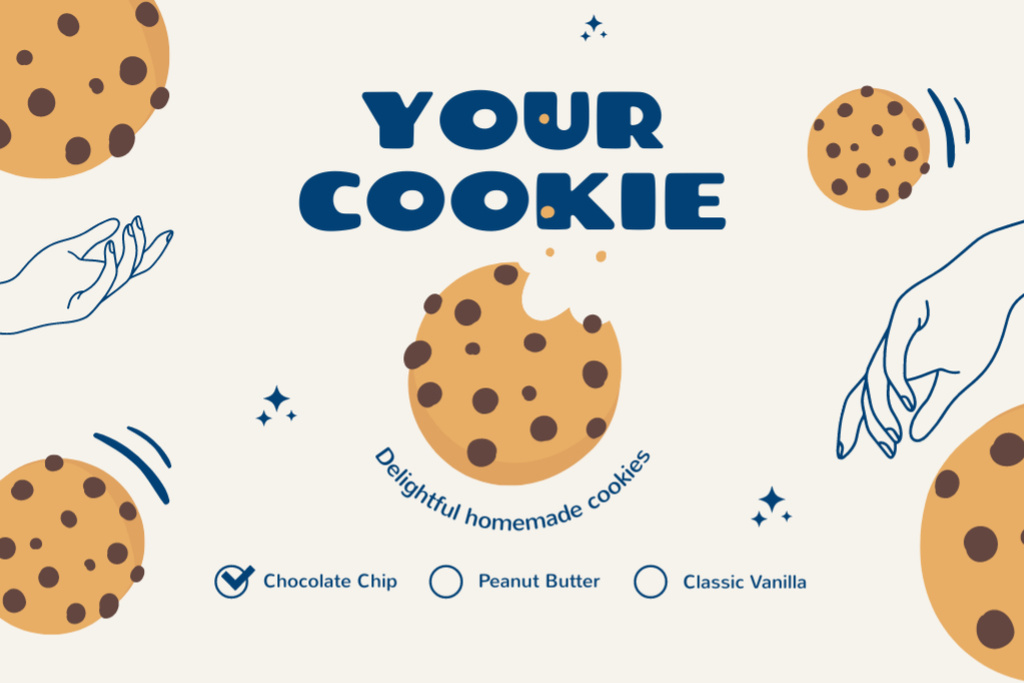 Ontwerpsjabloon van Label van Homemade Cookies With Chocolate Offer In Beige