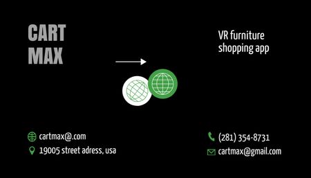 Ontwerpsjabloon van Business Card US van Winkeladvertentie voor VR-headset met antiek beeld in virtual reality-bril