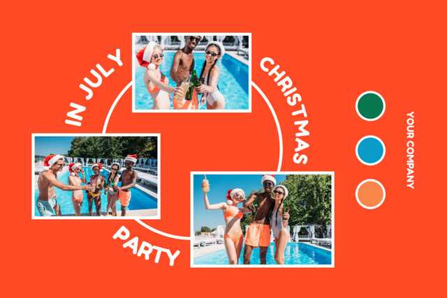  Christmas Pool Party in July Mood Board Πρότυπο σχεδίασης