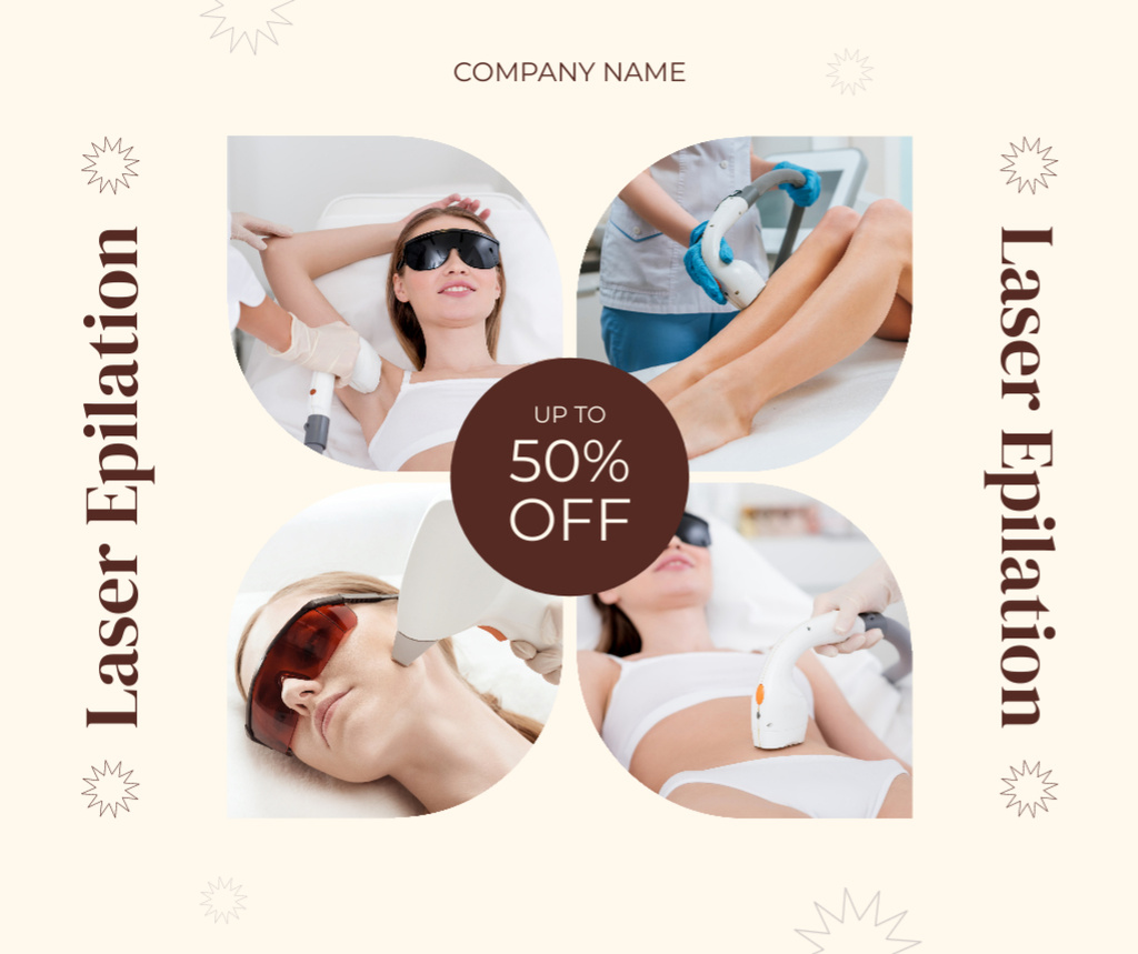 Discount for Laser Hair Removal of All Zones Facebookデザインテンプレート