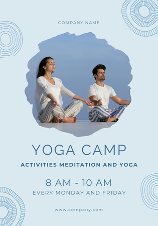 Designvorlage Menschen praktizieren Meditation im Yoga-Camp für Poster 28x40in