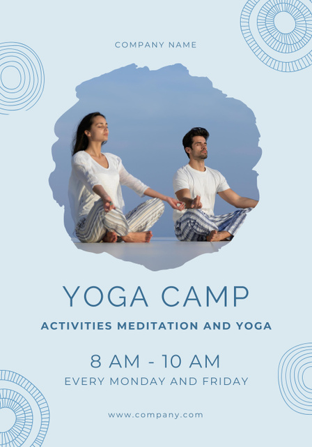 People Practice Meditation in Yoga Camp Poster 28x40in – шаблон для дизайна
