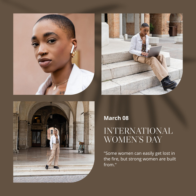Designvorlage International Women's Day Greeting with Independent Woman für Instagram