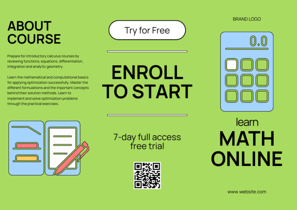 Offering Online Courses in Mathematics Brochure Design Template