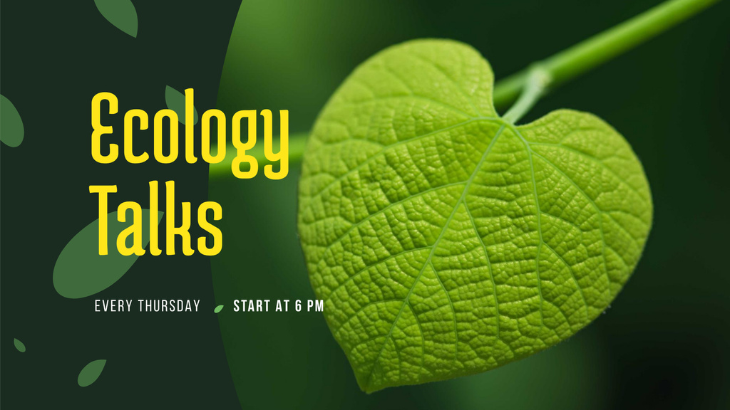 Ecology Event Announcement Green Plant Leaf FB event cover Design Template