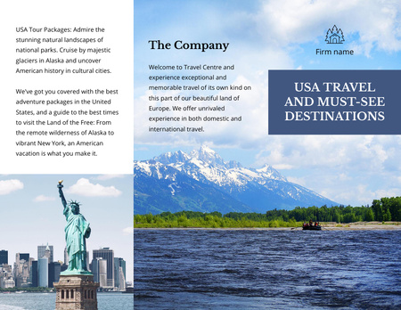 Travel Tour to USA with Mountain Lake Brochure 8.5x11in Z-fold Design Template