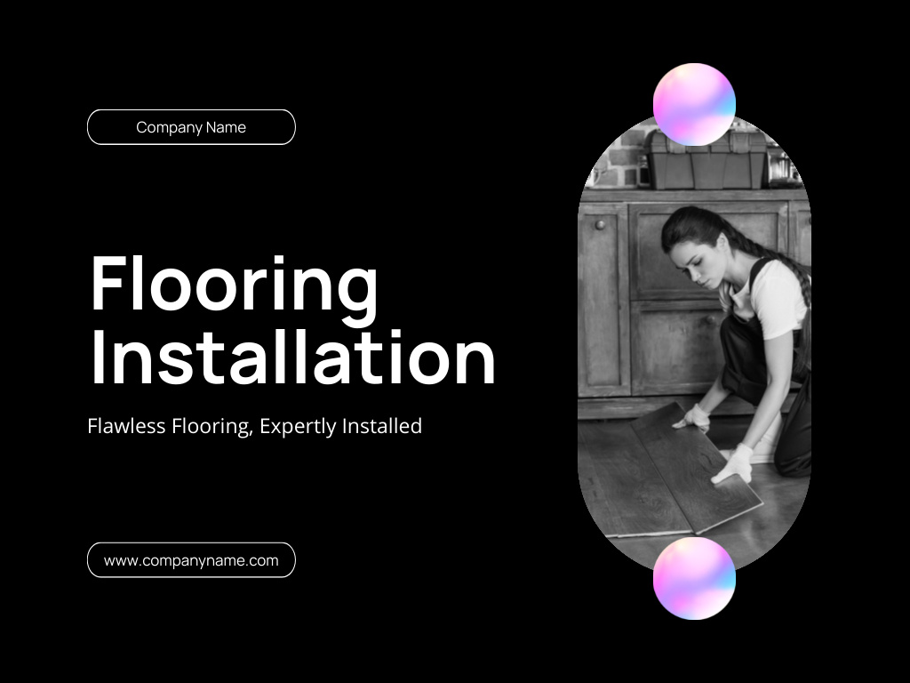 Plantilla de diseño de Flooring Installation Info with Charts Presentation 