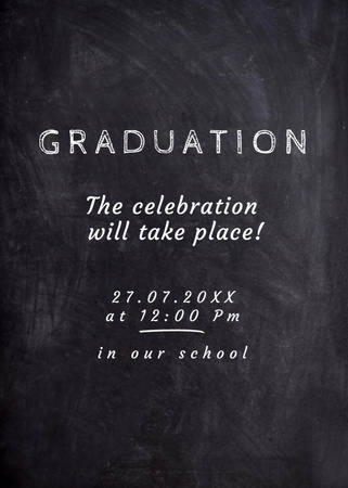 Graduation Announcement with Student writing on Blackboard Invitation tervezősablon