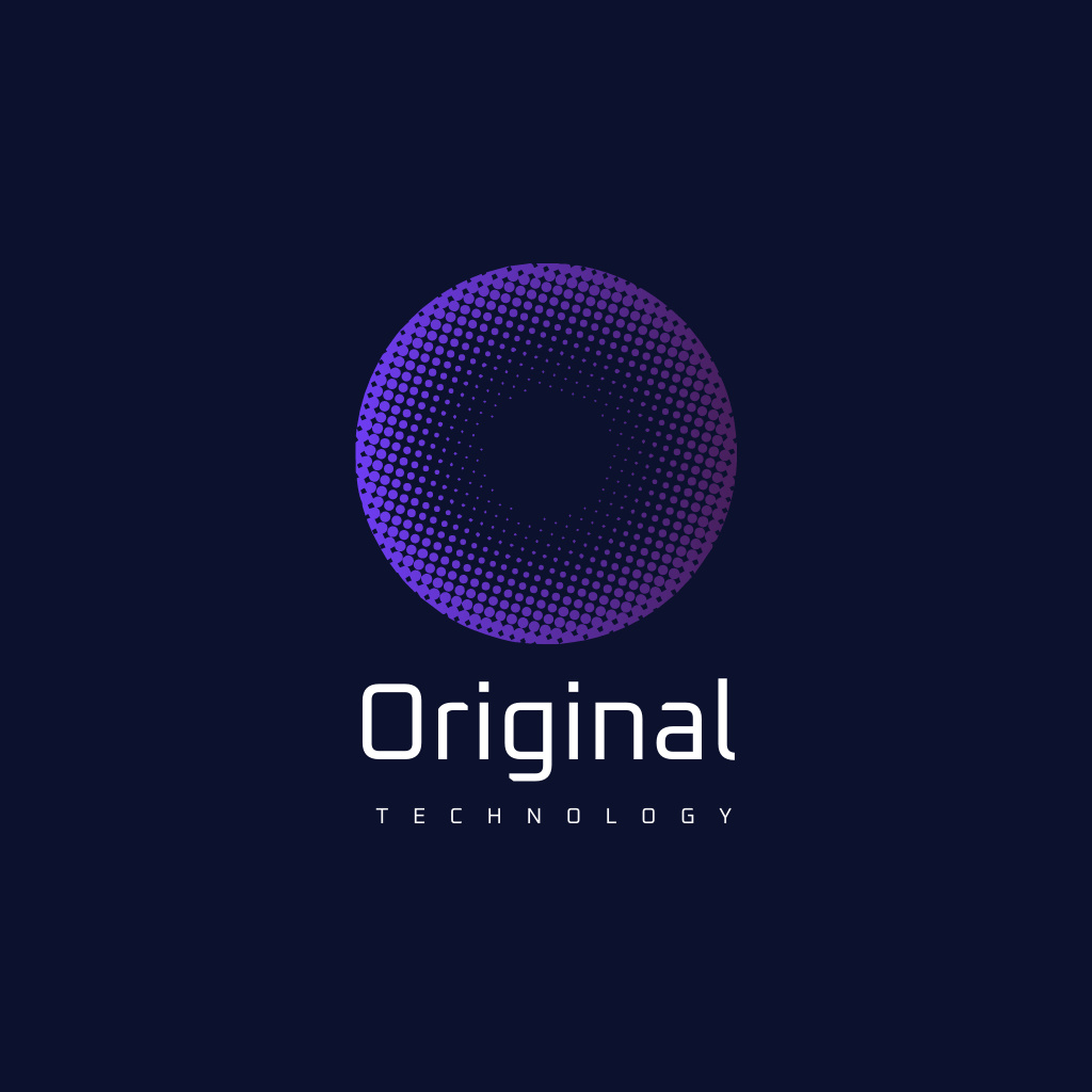 Tech Company Emblem with Purple Circle Logo Design Template