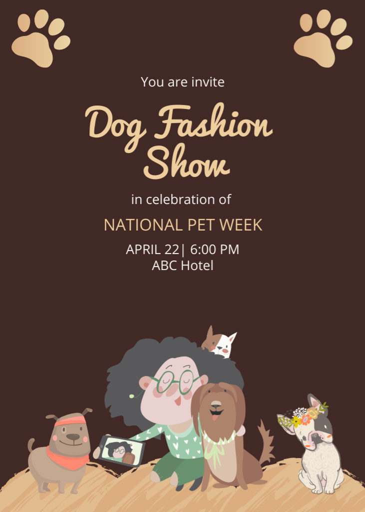 Designvorlage Welcome to Dog Fashion show für Invitation