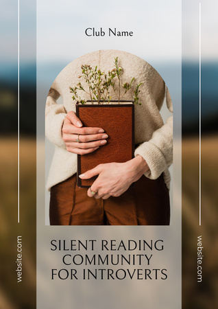 İçedönükler için Sessiz Okuma Kulübü Poster Tasarım Şablonu