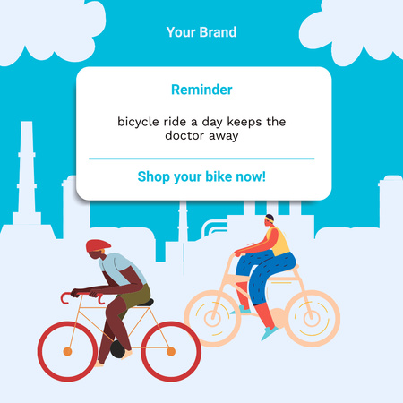 Women Riding Bicycle in City Instagram Design Template