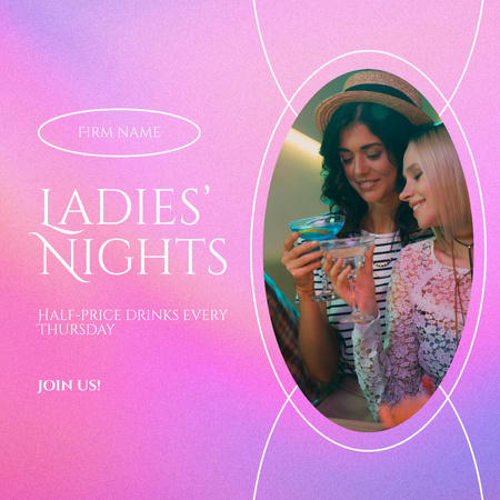 Young Women Enjoying Cocktails at Party Instagram Design Template