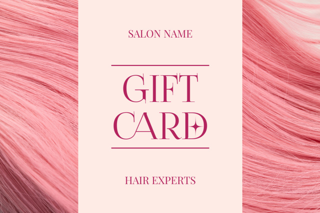 Beauty Salon Ad with Beautiful Pink Hair Gift Certificate Tasarım Şablonu