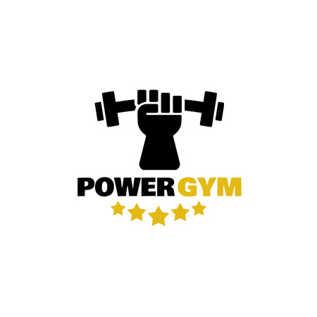 Progressive Gym Club Emblem with Barbell Logo 1080x1080px – шаблон для дизайна
