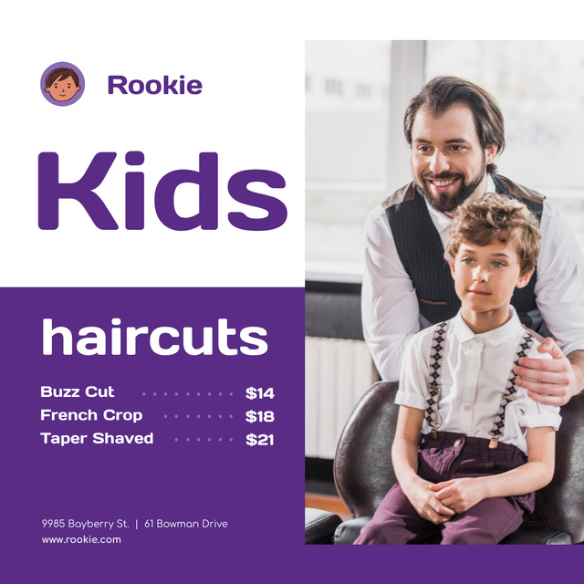 Designvorlage Kids Salon Ad Boy at Haircut für Instagram
